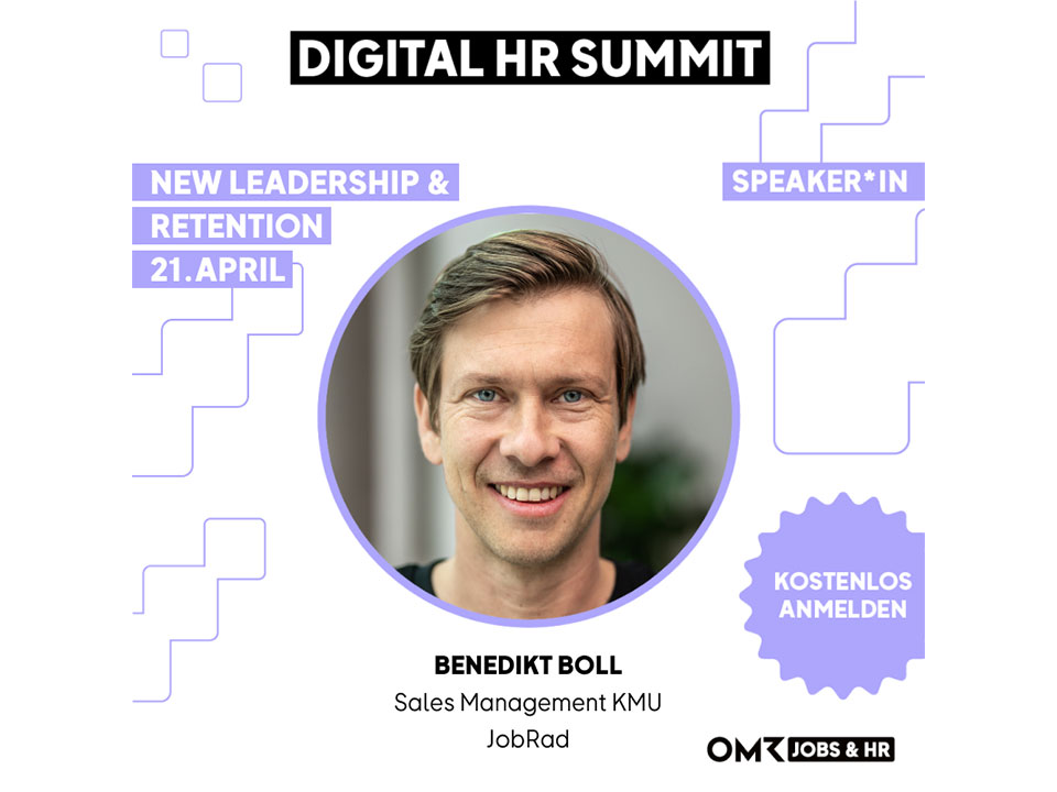 Teaserbild für den OMR Digital HR Summit | Vortrag von JobRad mit Benedikt Boll Teaserbild für den OMR Digital HR Summit | Vortrag von JobRad mit Benedikt Boll